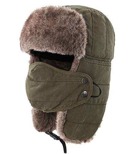 Connectyle Unisex Outdoor Trooper Trapper Hat Winter Hunting Hats with Ear Flaps Warm Hat Army Green