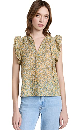 BB DAKOTA Women's Flutter and Flirt Top, Sunflower, Yellow, Floral, M