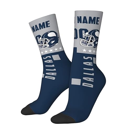 Quzeoxb Custom Dallas Socks with Personalized Name and Number Athletic Socks Sports Socks Fans Gifts for Men Women Youth