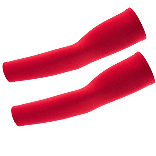 GANWAY Cycling Arm Sleeve Armwarmer Stretch Cover Sun Protection Bike Bicycle Warmer (Red)