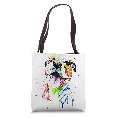 Colorful Pit-bull Terrier Dog Love-r Dad Mom, Boy Girl Funny Tote Bag