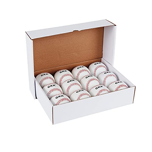 GKK Baseball 12 Pack Balls Training Baseballs 9 inch TeeBall Safety Baseballs for Youth/Kids Baseball Soft Toss, Batting, Fielding, Hitting, Pitching, Practice(One Dozen)
