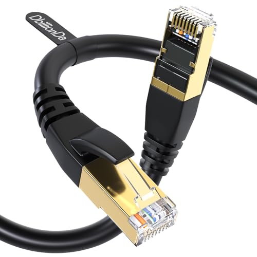 DbillionDa Cat7 Cat8 Ethernet Cable, Outdoor&Indoor, 6FT Heavy Duty High Speed 26AWG, 40Gbps 2000Mhz with Gold Plated RJ45 Connector, Weatherproof S/FTP UV Resistant for Router, Modem, PC, Gaming
