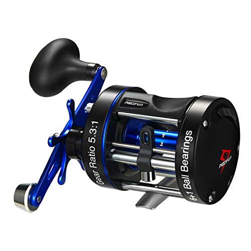 Piscifun Chaos XS Baitcasting Fishing Reel, Reinforced Metal Body Round Baitcaster Reel, Smooth Powerful Saltwater Inshore Surf Trolling Conventional Reel for Catfish (50 Right Handed)
