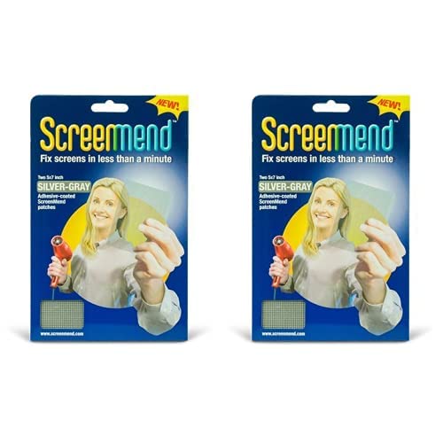 Screenmend 857101004549 Window Screen Repair Kit Screenment, 5' x 7' Patch, Silver-Gray (Pack of 2)