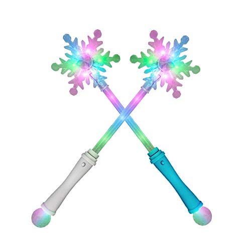 Frozen Snowflake Wand LED Light Up Toy for Kids - 2 Pack - Perfect Costume Accessory for Princess Party Toys