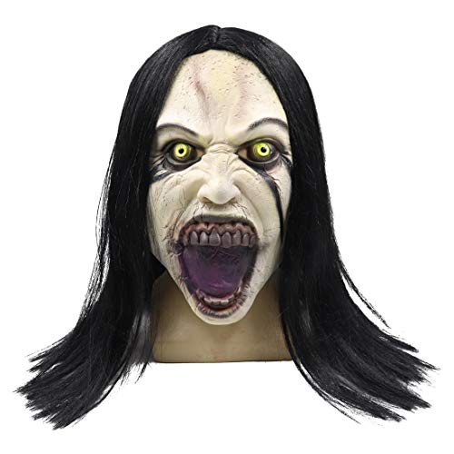 vickkt Crying Female Creepy Zombie Ghost Mask Woman Cursed Horror Orpse In Halloween Cosplay Props Tricky Funny Full Headgear