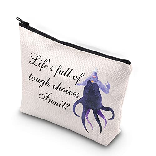 TSOTMO Villain Ursula Quote Inspired Gift Life’s Full Of Tough Choices Innit Zipper Pouch Makeup Bag (tough choices Innit)