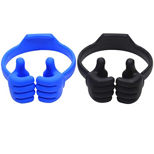 Honsky 3361942 Cute Thumbs Up Adjustable TPU Flexible Mobile Cell Phone Tablet Display Stand Holder Cradle for iPhone iPad Mini Switch Desk Desktop Kitchen Home Office Travel - Blue, Black