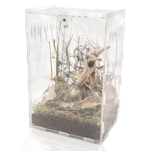 12x8x6 inch Magnetic Acrylic Reptile Case, Vertical Transparent Tarantula Enclosure Tank, Micro Habitat Terrariums Suitable for Insect, Spiders, Crickets, Snails, Hermit Crabs, Lizards, Frogs