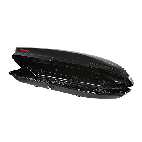 Yakima SkyBox Carbonite 12 Cubic Foot Hard Shell Vehicle Roof Box Cargo Carrier with Aerodynamic Carbonite Textured Lid and Dual-Sided Opening, Black