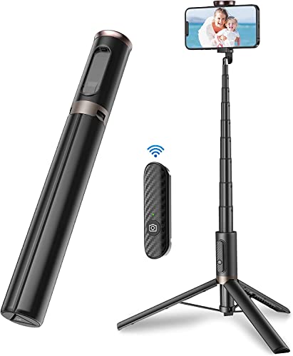 TONEOF 60' Travel Tripod,Cell Phone Selfie Stick Tripod,Smartphone Tripod Stand All-in-1 with Integrated Wireless Remote,Portable,Lightweight,Tall Extendable Phone Tripod for iPhone and Android