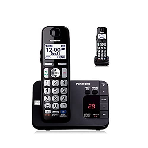 Panasonic KX-TGE232B DECT 6.0 Expandable Digital Cordless Answering System, 2 Handsets, Black (Renewed)