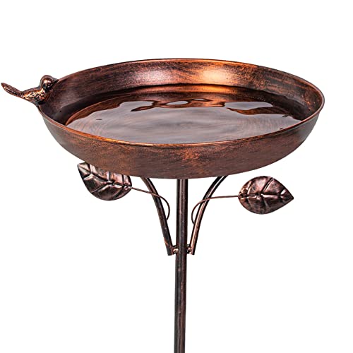 VEWOGARDEN Garden Metal Bird Bath 12' Bird Bath Bowl with 5 Prongs Base Stake, Vintage Bird Baths for Outdoors Cast Iron Birdbath Standing Bird Feeder Bath