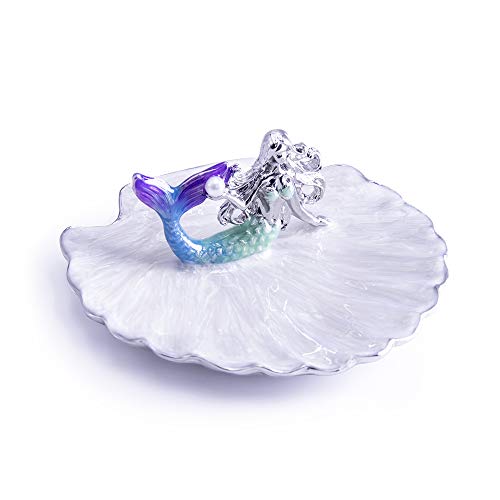 LARAINE Jewelry Tray Ring Display Holder Mermaid Trinket Dish Home Decorative Plate For Earrings Necklace Bracelet Organizer Display (Blue&Purple)