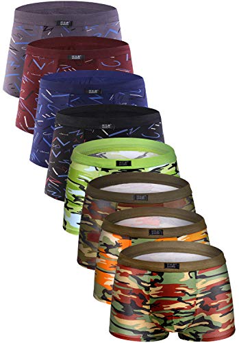 youlehe Men's Underwear Soft Rayon Boxer Briefs Stretch Trunks Pack (as1, alpha, l, regular, regular, 8 Pack 012)