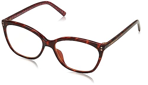 Kate Spade New York Women's Milena Blue Light Reading Glasses Cat Eye, Dark Havana/Demo Lens, 55mm, 15mm + 1.5