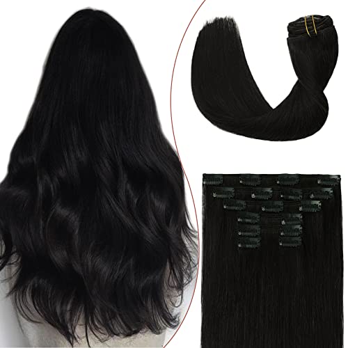 Clip in Hair Extensions 10A Brazilian human hair extension no tangling no shedding 100% Real Human Hair 10A Quality Remy Hair Double Weft Off Black Hair 22' 7pieces 120g