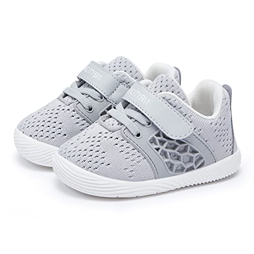 BMCiTYBM Baby Shoes Boys Girls Mesh Sneakers Infant Breathable Walking Shoes Lightweight Non-Slip First Walkers 6 9 12 18 24 Months Grey Size 12-18 Months Infant