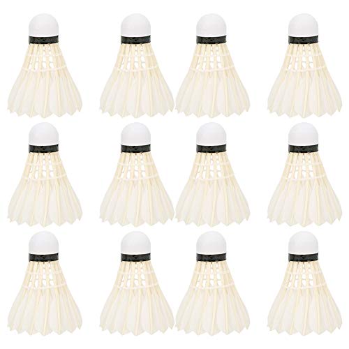 Badminton shuttlecocks + The Badminton Shuttlecocks, 12 PCS 1005 12PCS Goose FeaThe rs Durable Shuttlecocks for Sports Training Practice (12PCS) r Portable Balls Set White