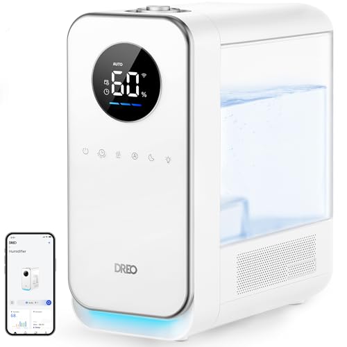 Dreo Humidifiers for Bedroom Home, Top-filled Smart Quiet Cool Mist Humidifiers for Large Room, Oil Diffuser & Nightlight for Baby Nusery, 50Hours Runtime for Home, Indoor Plants, Alexa/Google