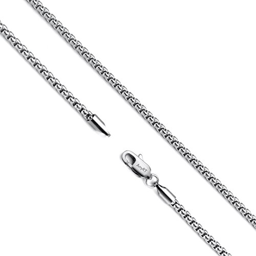 AmyRT Jewelry 2.5mm Womens Mens Titanium Steel Rolo Cable Wheat Chain Link Necklace 24 Inch