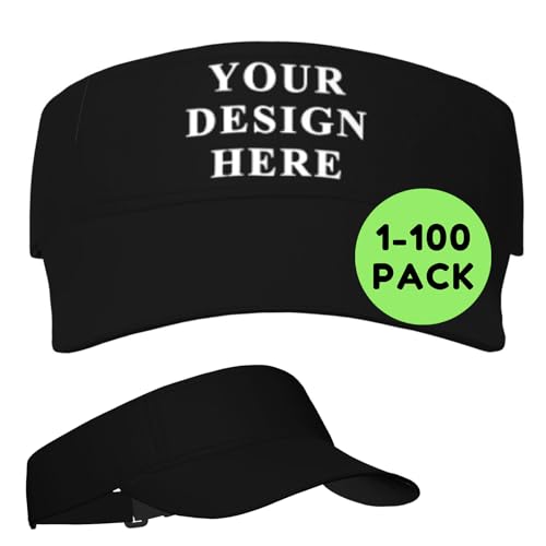 Generic Custom Visor Hat Design Your Own Personalized Hat for Men Women Customized Hat Custom Sports Sun Visor Hat Add Text Logo Photo, Black-12