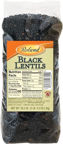 Roland Foods Dried Black Lentils, Specialty Imported Food, 35.2-Ounce Bag