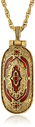 Symbols of Faith 'Inspirations' 14k Gold-Dipped Red Swing Open Enclosed Crucifix Pendant Necklace