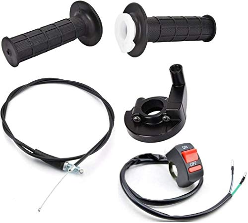 22mm Twist Throttle Accelerator Handle Grips, 50 90 110 125cc Pit Bike Dirtbike (Cable + Throttle Clamp + flameout Switch) by CALU LUKY