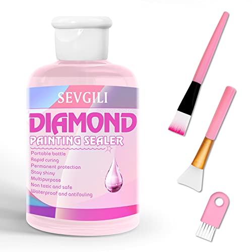 sevgili Diamond Painting Sealer Kits 120ML with Brushes, Diamond Art Sealer Puzzle Glue Diamond Painting Accessories and Tools for Adults (4OZ)
