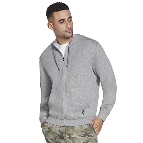 Skechers Men's Go Walk Everywhere Full Zip Hoodie, Heather Grey, Medium