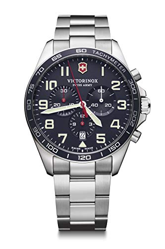 Victorinox Swiss Army FIELDFORCE Chrono Watch, Blue (SS Bracelet), 42mm, Quartz Wristwatch, Chronograph, Swiss Made