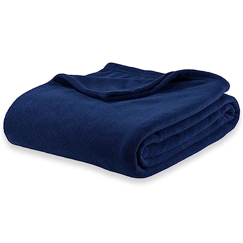 Berkshire Blanket Microfleece Twin Size Bed Blanket Navy,Lightweight Soft Breathable Plush Micro Fleece Blanket for Bed Couch Sofa,60x92 Inches