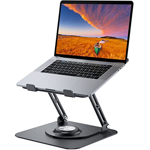 JOYEKY Laptop Stand for Desk, Adjustable Computer Stand with 360° Rotating Base, Ergonomic Laptop Riser for Collaborative Work, Foldable & Portable Laptop Stand, fits for All 10-17' Laptops