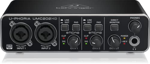 Behringer U-PHORIA UMC202HD Audiophile 2x2, 24-Bit/192 kHz USB Audio Interface with Midas Mic Preamplifiers