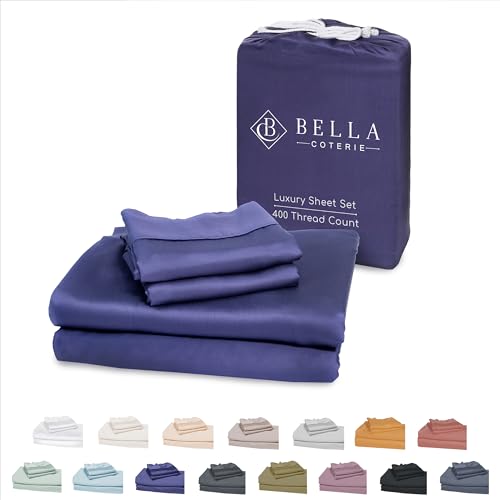 Bella Coterie Luxury Queen Size Bamboo Sheet Set | Organically Grown | Ultra Soft | Cooling for Hot Sleepers | 18' Deep Pocket | Viscose Made from Bamboo [Twilight Blue]