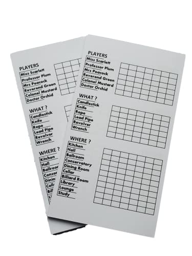 Clue Murder Mystery Game Replacement Detective Notepad Double Side Sheets (X2) Suspects; Scarlett, Plum, Peacock, Green, Mustard, New DR Orchid -
