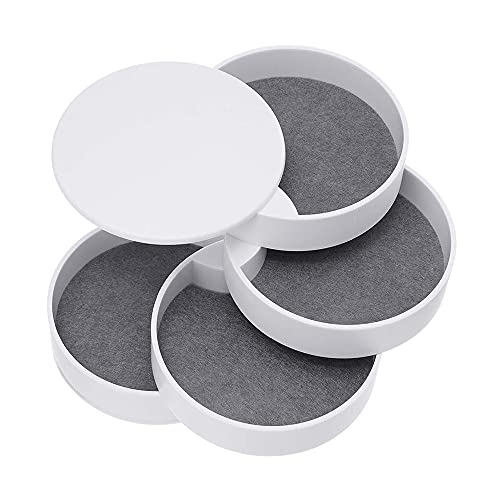 Ldirect Jewelry Organizer Small Jewelry Storage Box 4-Layer Rotating Travel Jewelry Tray Holder for Women Bracelets Rings Bracelets Earrings (White)