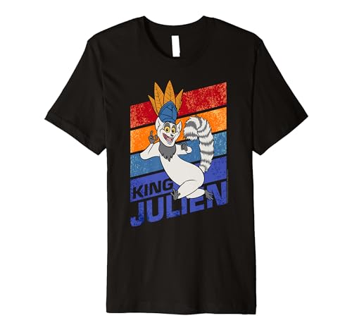 Madagascar King Julien Striped Portrait Premium T-Shirt