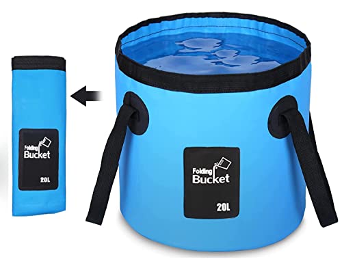 Collapsible Bucket, Esthesia 5 Gallon Bucket Multifunctional Portable Collapsible Wash Basin Folding Bucket Water Container Fishing Bucket for Travelling Camping Hiking Fishing Gardening