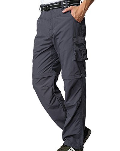 Jessie Kidden Mens Hiking Pants Convertible Quick Dry Lightweight Zip Off Outdoor Fishing Travel Safari Pants (225 Grey 38)