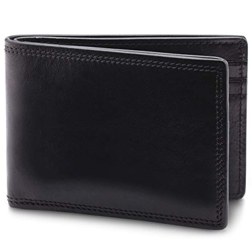 Bosca Men’s Wallet, Dolce Leather Slim Bifold Wallet, Black