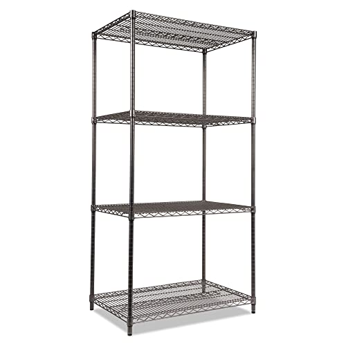 Alera SW503624BA Wire Shelving Starter Kit, Four-Shelf, 36w x 24d x 72h, Black Anthracite