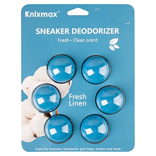 Knixmax Sneaker Deodorizer Balls, Shoe Odor Eaters Deodorant Ball for Gym Bag Locker Closet Car, Long Lasting Odor Eliminator Air Fresheners with Essential Oil Fresh Linen Blue 6 Packs
