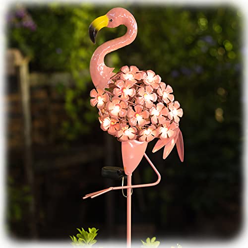 HOMEIMPRO Garden Solar Lights,Flamingo Pathway Outdoor Stake Metal Lights,Waterproof Warm White LED for Lawn,Patio, Courtyard