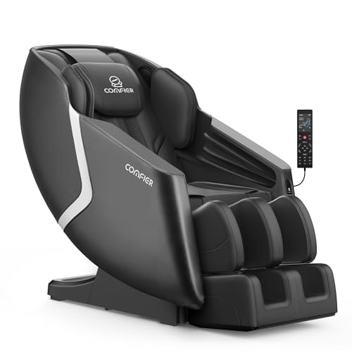 COMFIER Massage Chair Recliner,Full Body Massage Chair, Zero Gravity,Bluetooth Speaker, 6 Auto Program,Air Compression, 4D Shiatsu Kneading,Heat,Foot Rolling,Chair Massager, Black