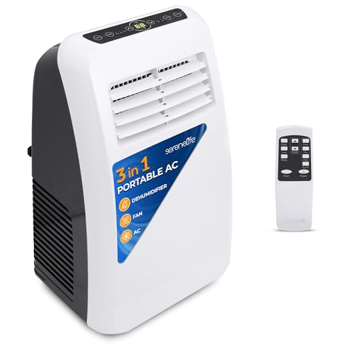 SereneLife Small Air Conditioner Portable 8,000 BTU with Built-in Dehumidifier - Portable AC unit for rooms up to 350 sq ft - Remote Control, Window Mount Exhaust Kit