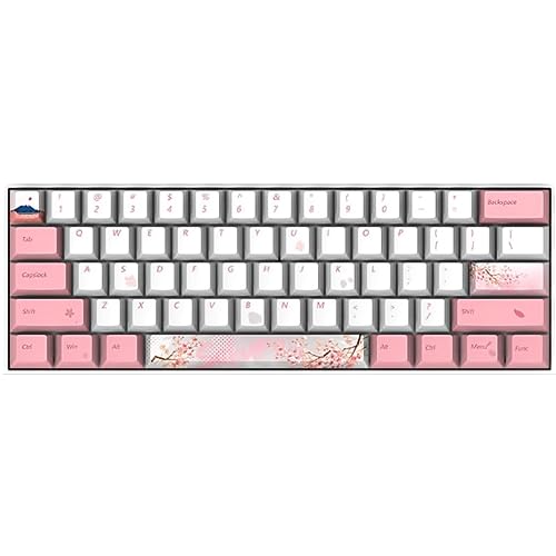 ZMX 60% Wired Mechanical Gaming Keyboard,61 Keys Mini OUTEMU Hot Swappable PBT Dye-Sublimation Keycaps Backlit Type-C Cherry Blossom Ergonomic Gaming Keyboard for Windows/Mac(Blue Switch)