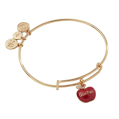 Alex and Ani Teacher Appreciation Charm Bangle, Bangle Bracelet, Shiny Gold Finish, 2 to 3.5in